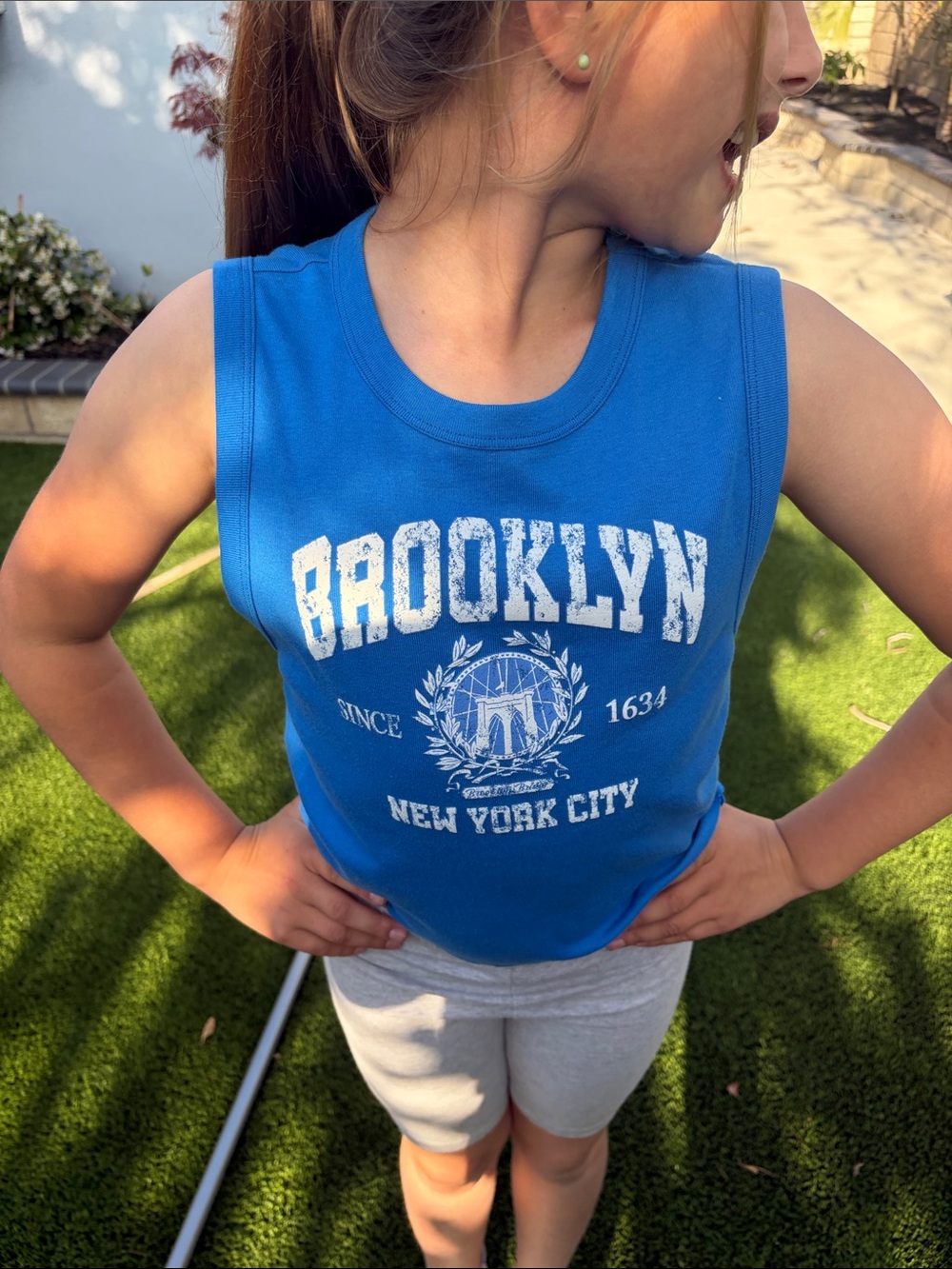 Blue 'Brooklyn' Kids Muscle Tank Top - Youth Sleeveless Tee